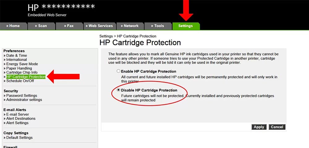 How to Disable HP Cartridge Protection